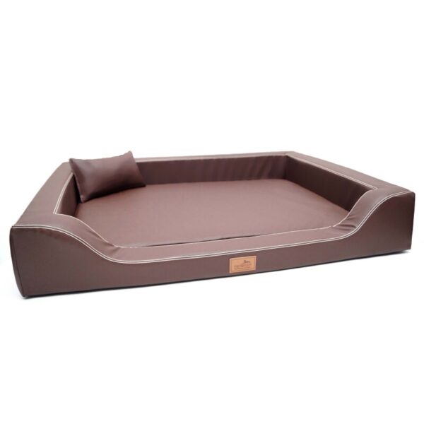 Tierlando ® Orthopädisches LUXUS-Hundebett MELODY LATEX Anti-Haar Kunstleder braun 1