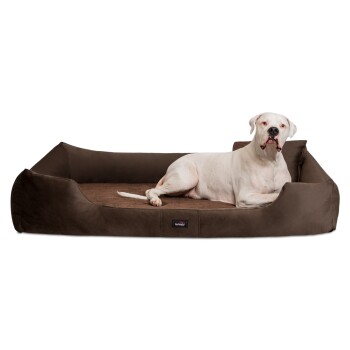 Tierlando ® VINCENT High-Tech-Velours (Triton) und Cord - Orthopädisches Hundebett braun 90 cm