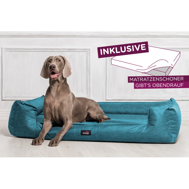 Tierlando ® GOOFY - Orthopädisches Hundebett aus Polyester inkl. Matratzenschoner petrol 90 cm