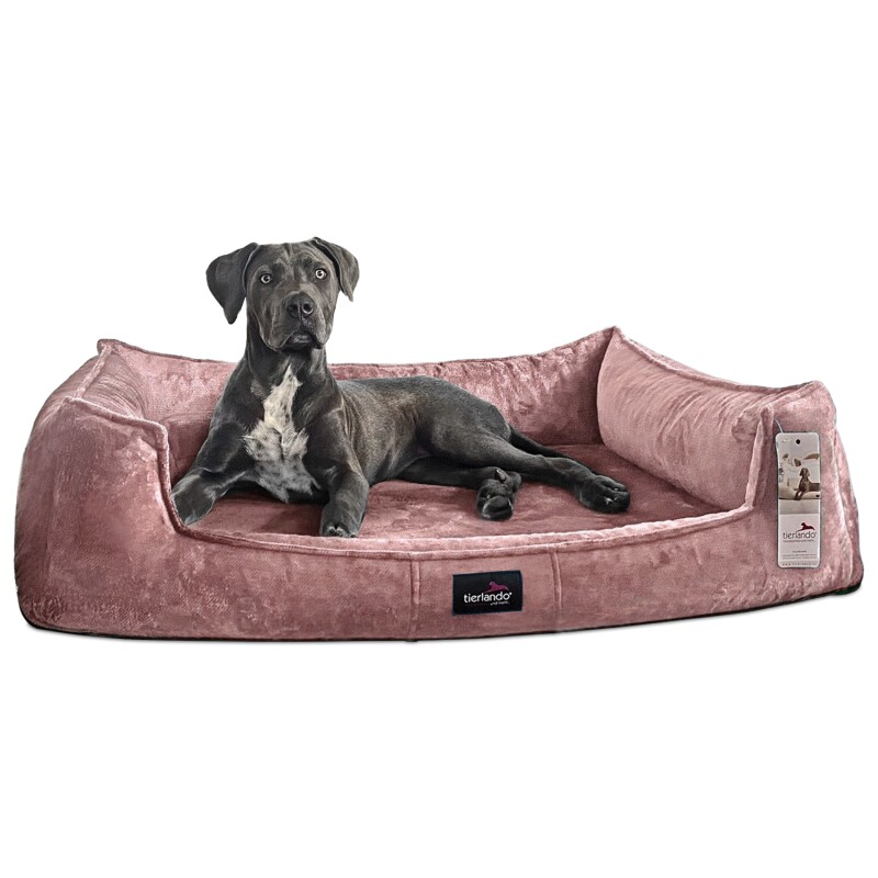 Tierlando ® FRANKLIN - Orthopädisches Hundebett aus kuscheligem Teddy-Stoff altrosa 90 cm