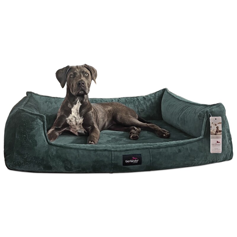 Tierlando ® FRANKLIN - Orthopädisches Hundebett aus kuscheligem Teddy-Stoff petrol 90 cm