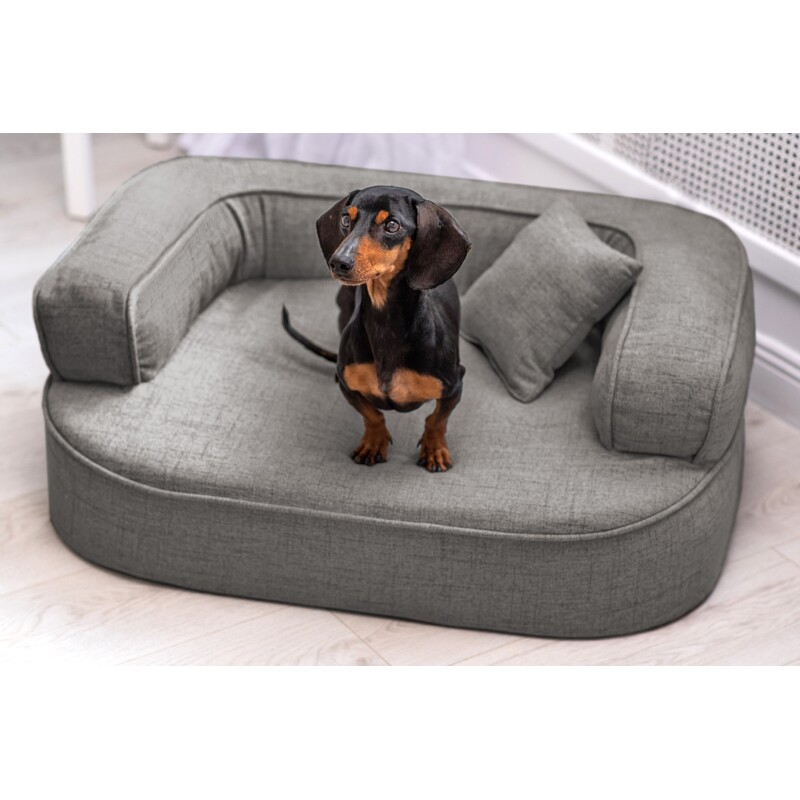 Tierlando ® LOTTE VISCO PLUS - Orthopädisches Hundesofa schwarz/ graphit 80 cm