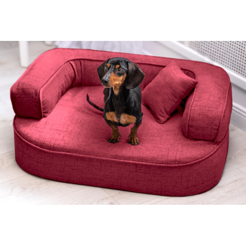 Tierlando ® LOTTE VISCO PLUS - Orthopädisches Hundesofa dunkelrot 80 cm