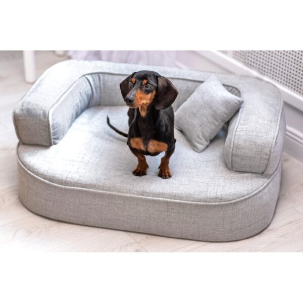 Tierlando ® LOTTE VISCO PLUS - Orthopädisches Hundesofa grau/ grau 80 cm