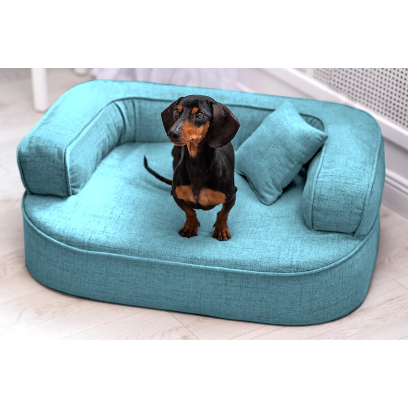 Tierlando ® LOTTE VISCO PLUS - Orthopädisches Hundesofa türkis 80 cm