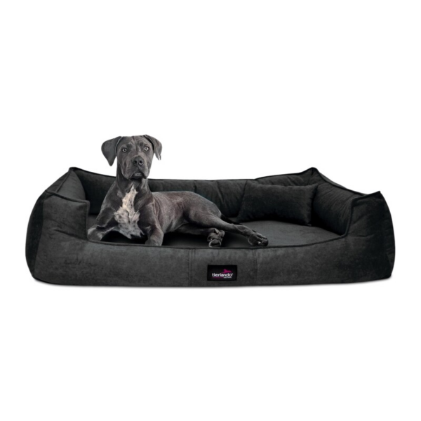 Tierlando ® BRUCE VELOURS Orthopädisches Hundebett Soft schwarz 1