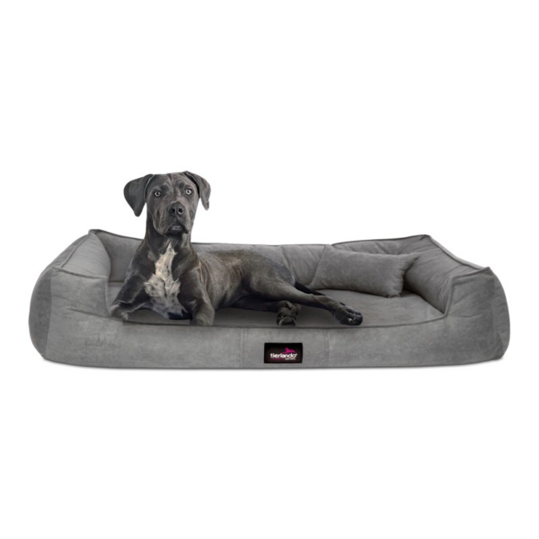 Tierlando ® BRUCE VELOURS Orthopädisches Hundebett Soft grau/ grau 1