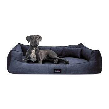 Tierlando ® BRUCE VELOURS Orthopädisches Hundebett Soft dunkelblau 1