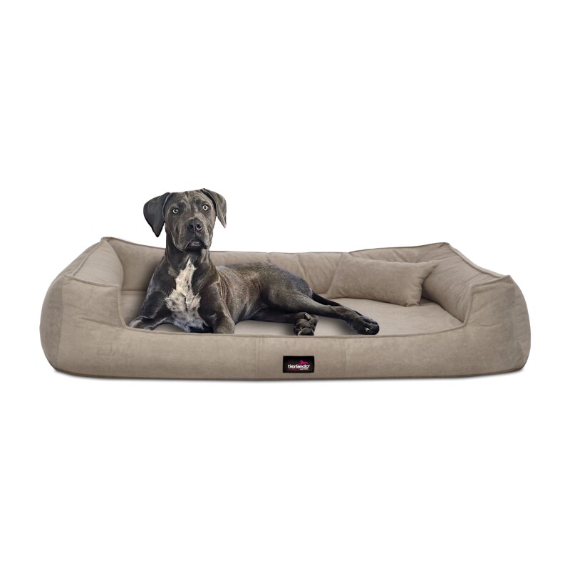 Tierlando ® BRUCE VELOURS Orthopädisches Hundebett Soft beige 1