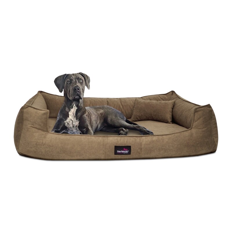 Tierlando ® BRUCE VELOURS Orthopädisches Hundebett Soft hellbraun 1