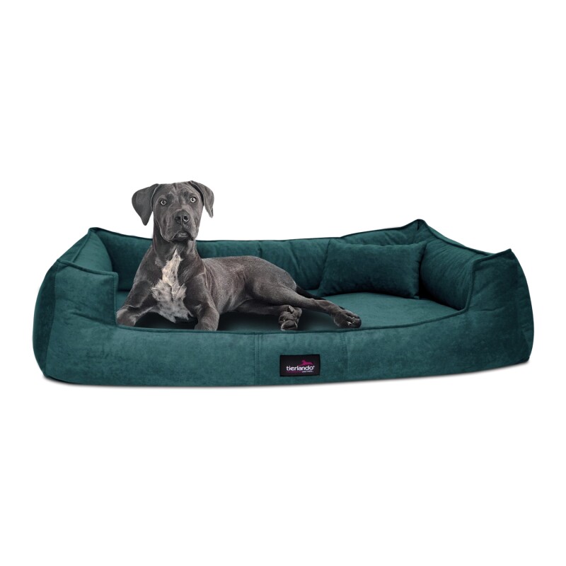 Tierlando ® BRUCE VELOURS Orthopädisches Hundebett Soft petrol 1