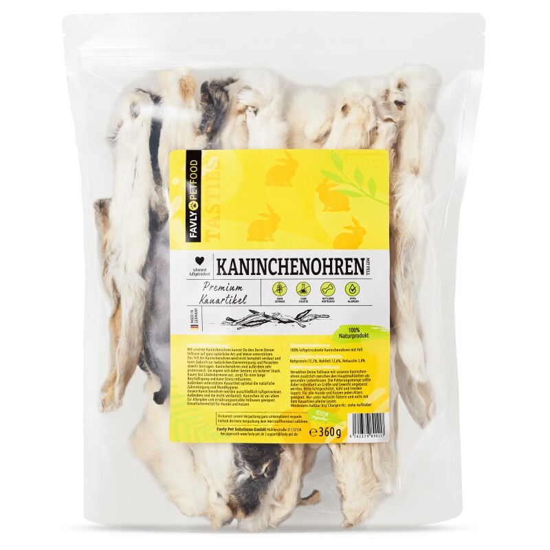 FAVLY Petfood Kaninchenohren mit Fell 360 g