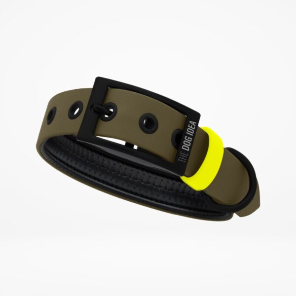 THE DOG IDEA Biothane Halsband Khaki neon gelb S