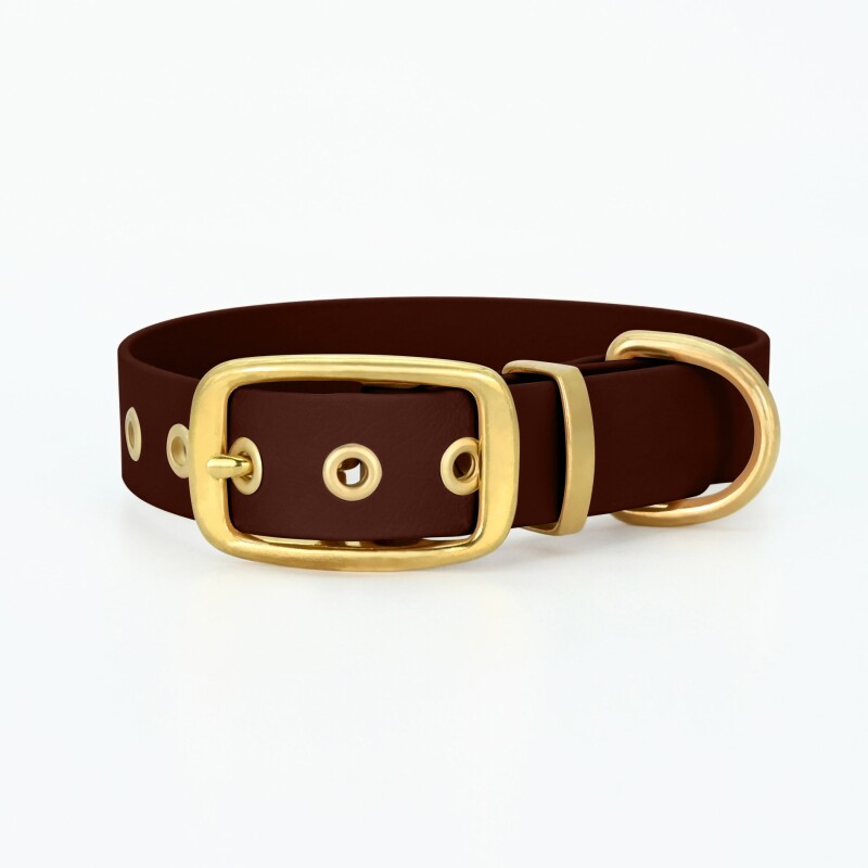 THE DOG IDEA Biothane Halsband Gold Braun L