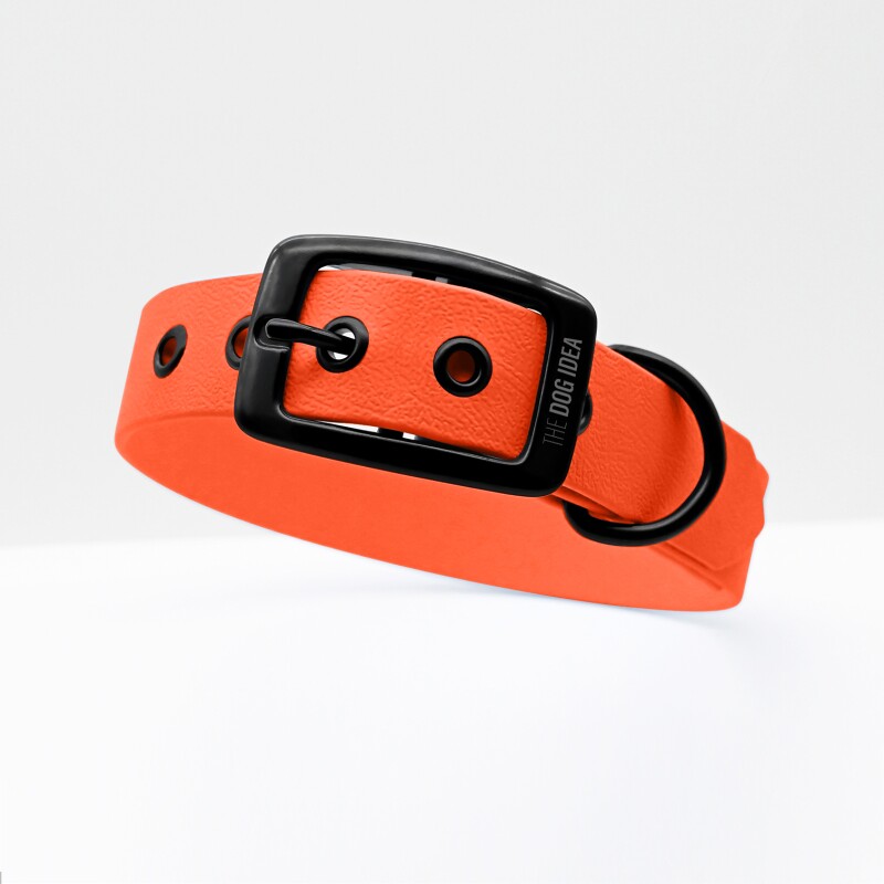 THE DOG IDEA Biothane Halsband Orange Schwarz S