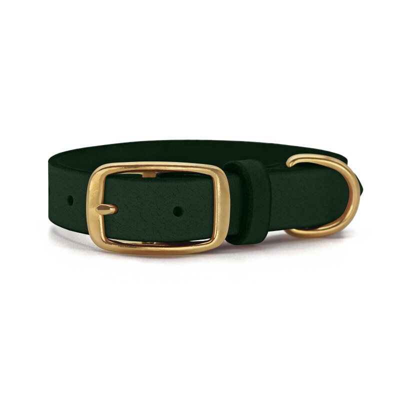 THE DOG IDEA Leder Halsband Dunkelgrün L