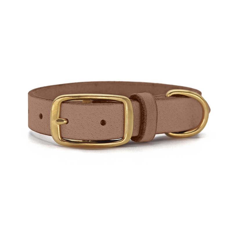 THE DOG IDEA Leder Halsband Beige L