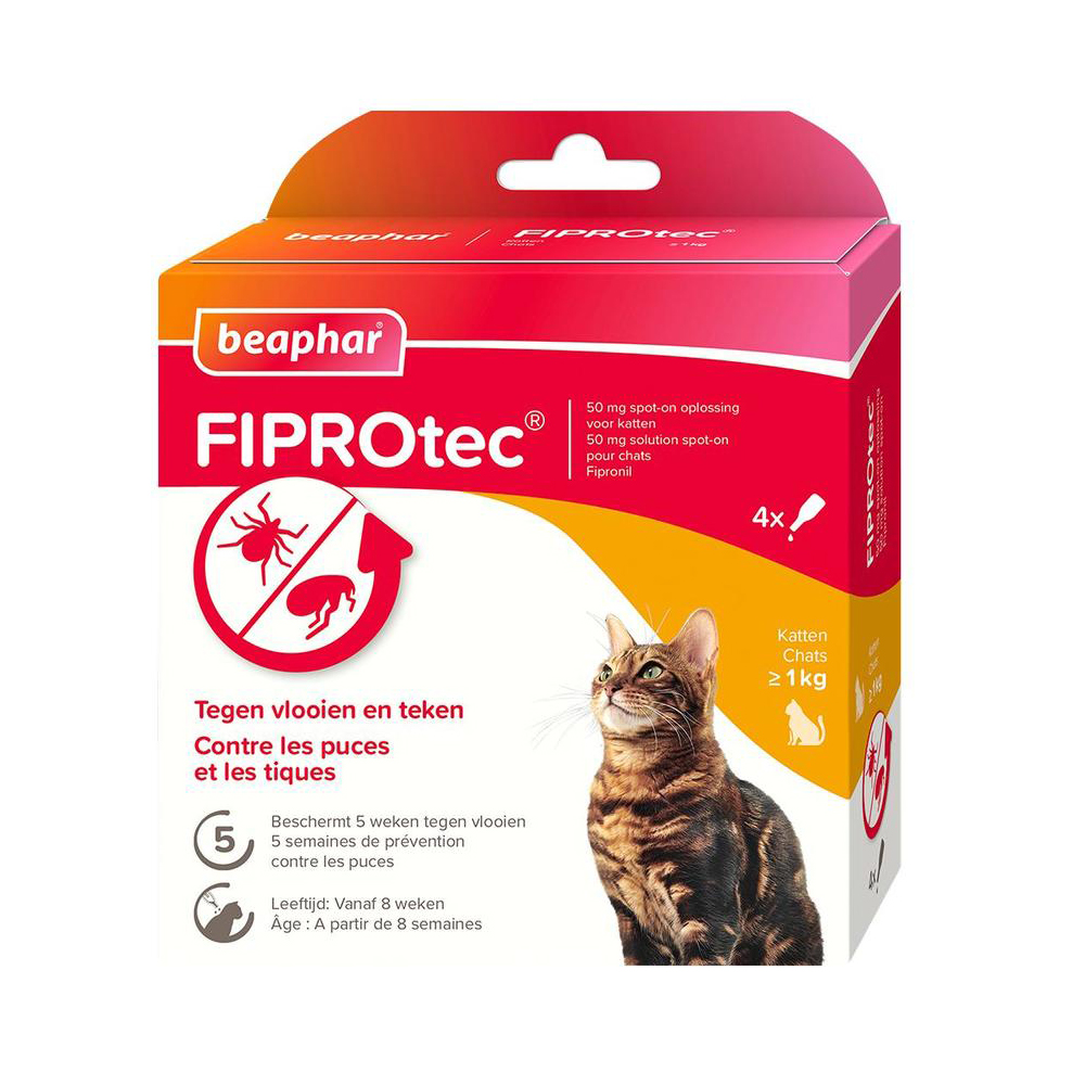 Beaphar FiproTec Spot-On für Katzen - 3 + 1 Pipetten