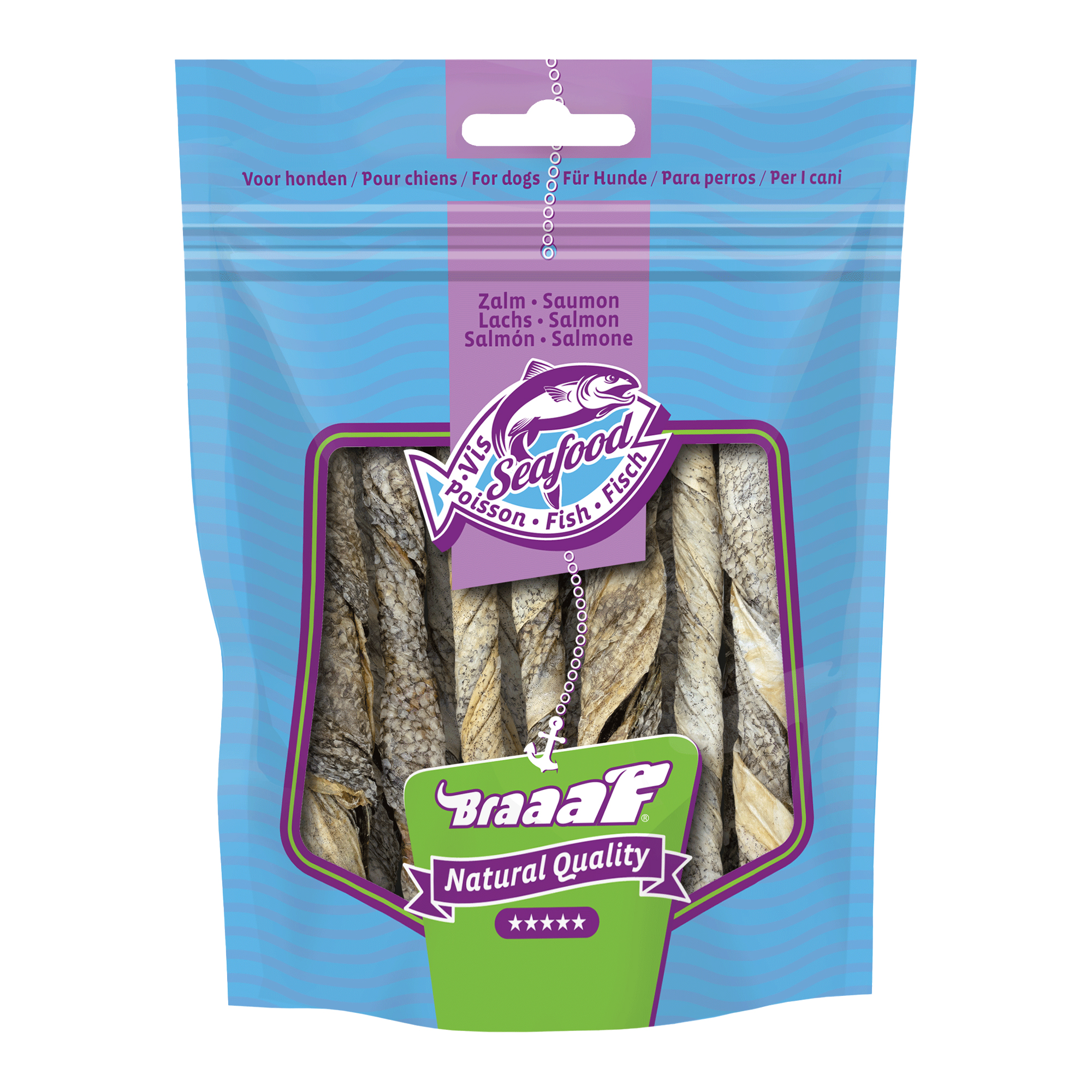 Braaaf Fischsnack Lachs-Rolle Twister - 20 cm - 97 g