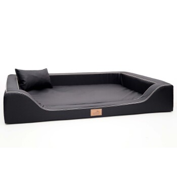 Tierlando ® Orthopädisches LUXUS-Hundebett MELODY LATEX Anti-Haar Kunstleder schwarz 85 cm