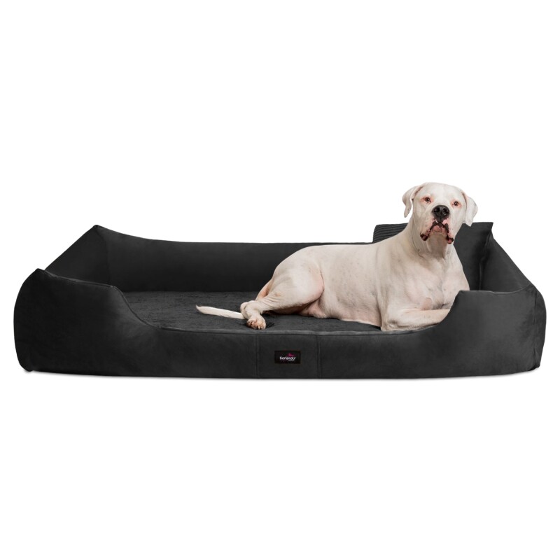 Tierlando ® VINCENT High-Tech-Velours (Triton) und Cord - Orthopädisches Hundebett schwarz 1