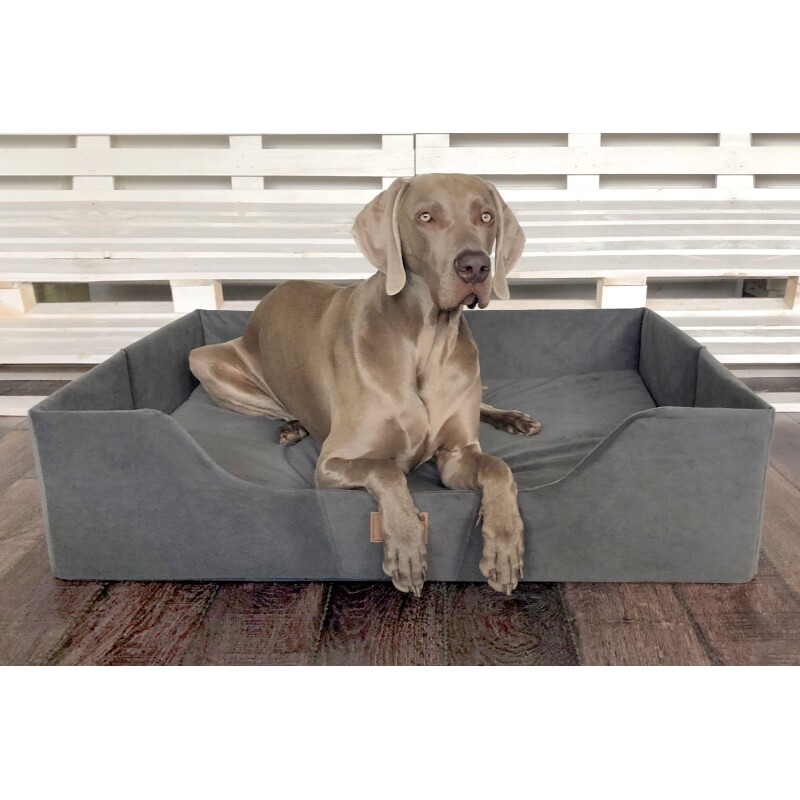 Tierlando ® COLUMBUS Orthopädisches Hundebett | Reisehundebett | Tragbar Faltbar schwarz/ graphit 80 cm