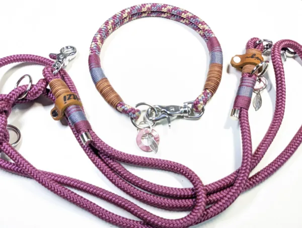 Halsband Set ALMA in classic bordeaux | Beschläge: Messing | Auswahl: Halsband & Leine