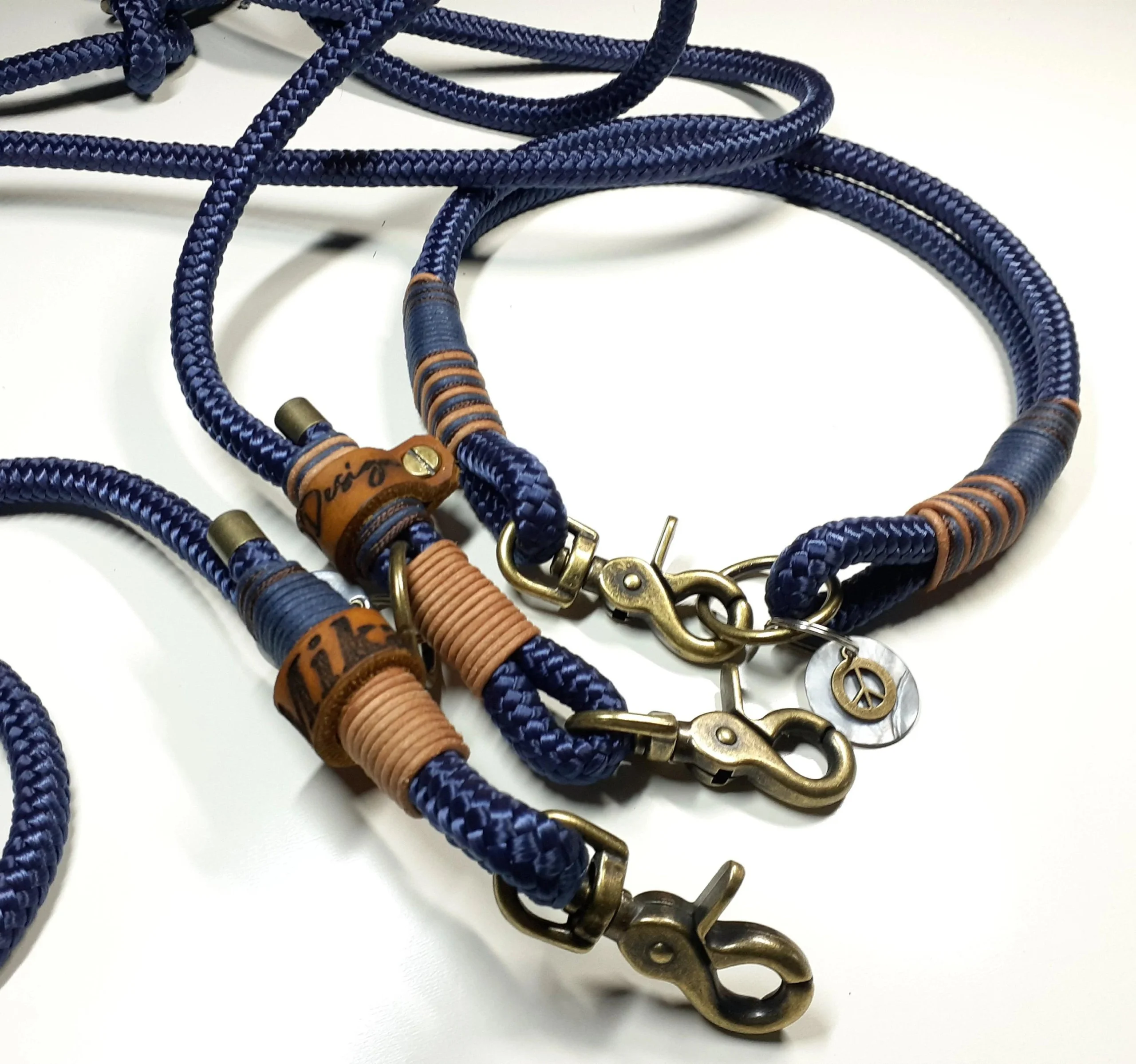 Halsband Set ELVIS in navy | Beschläge: Messing | Auswahl: Halsband & Leine