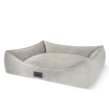 Freudentier orthopädisches Hundebett mit Cord/Velour Wendekissen grau XXL