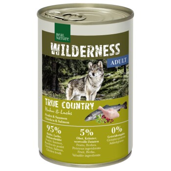 REAL NATURE WILDERNESS Nassfutter für Hunde Adult True Country Huhn & Lachs 12x400 g