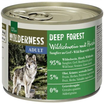 REAL NATURE WILDERNESS Nassfutter für Hunde Adult Deep Forest Wildschwein mit Hirsch 24x200 g