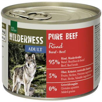 REAL NATURE WILDERNESS Nassfutter für Hunde Adult Pure Beef 24x200 g