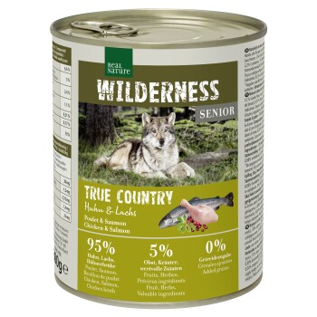 REAL NATURE WILDERNESS Nassfutter für Hunde Senior True Country Huhn & Lachs 24x800 g