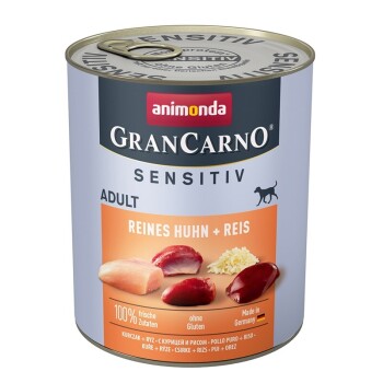 animonda GranCarno Adult Sensitiv Huhn & Reis 24x800 g