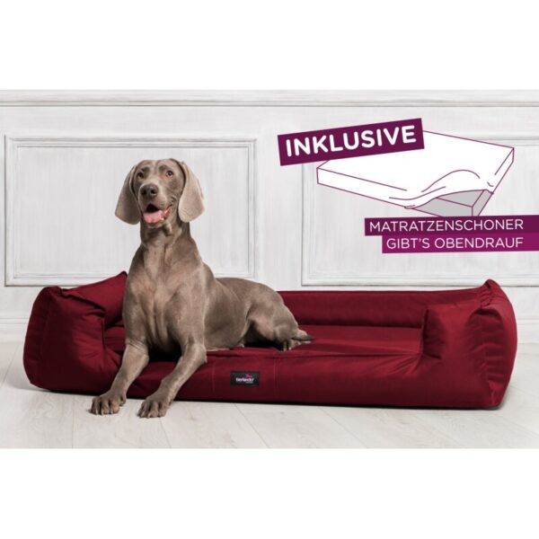 Tierlando ® GOOFY - Orthopädisches Hundebett aus Polyester inkl. Matratzenschoner dunkelrot 90 cm