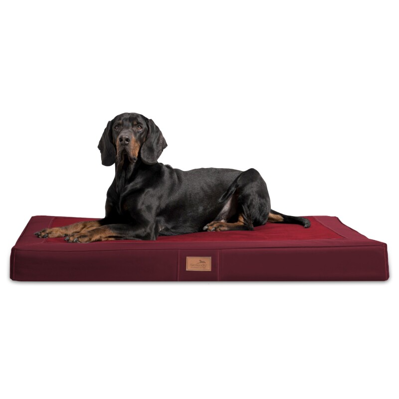 Tierlando ® OSCAR VISCO Orthopädische Hundematratze Kunstleder Velours Hundebett dunkelrot 1