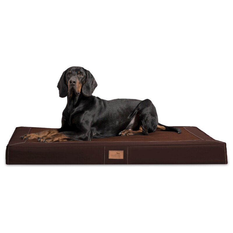 Tierlando ® OSCAR VISCO Orthopädische Hundematratze Kunstleder Velours Hundebett braun 1