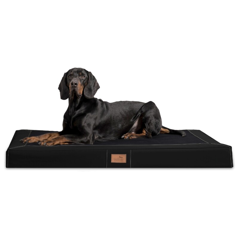 Tierlando ® OSCAR VISCO Orthopädische Hundematratze Kunstleder Velours Hundebett schwarz 1