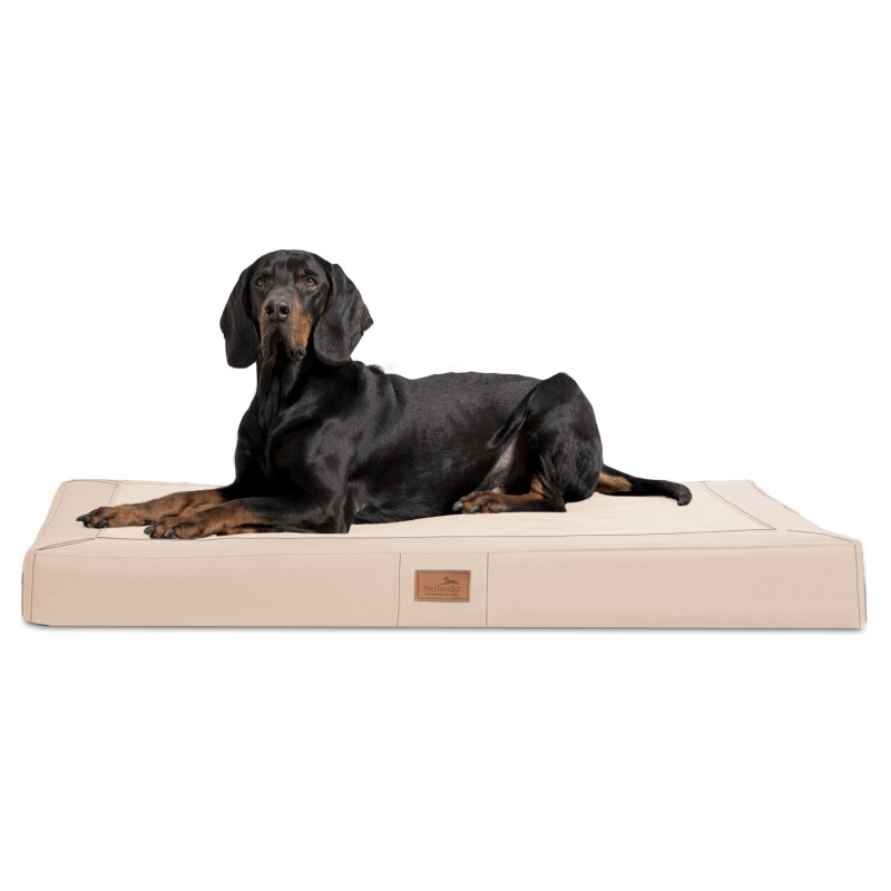 Tierlando ® OSCAR VISCO Orthopädische Hundematratze Kunstleder Velours Hundebett creme 1