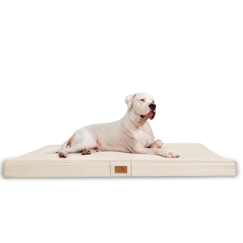 Tierlando ® OSCAR VISCO Orthopädische Hundematte Matratze Kunstleder Hundebett creme 1 m