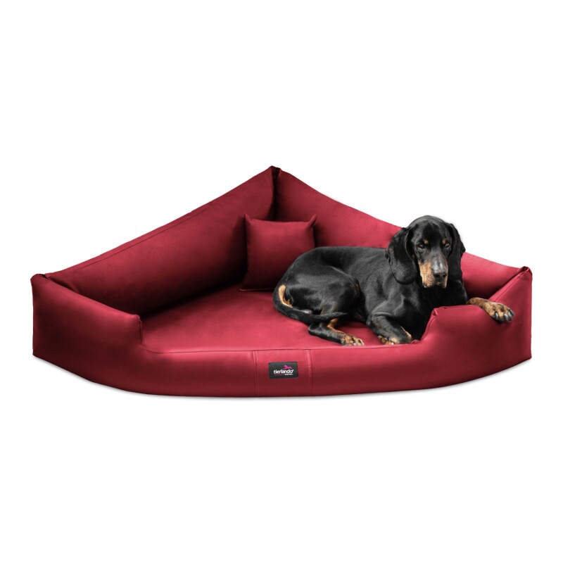 Tierlando ® TRIVIA - Orthopädisches Eckhundebett dunkelrot 1 m