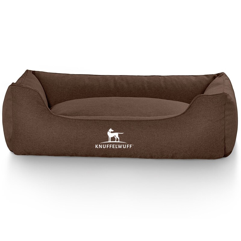 Knuffelwuff Hundebett Crispino aus Velours mit Handwebcharakter braun M-L