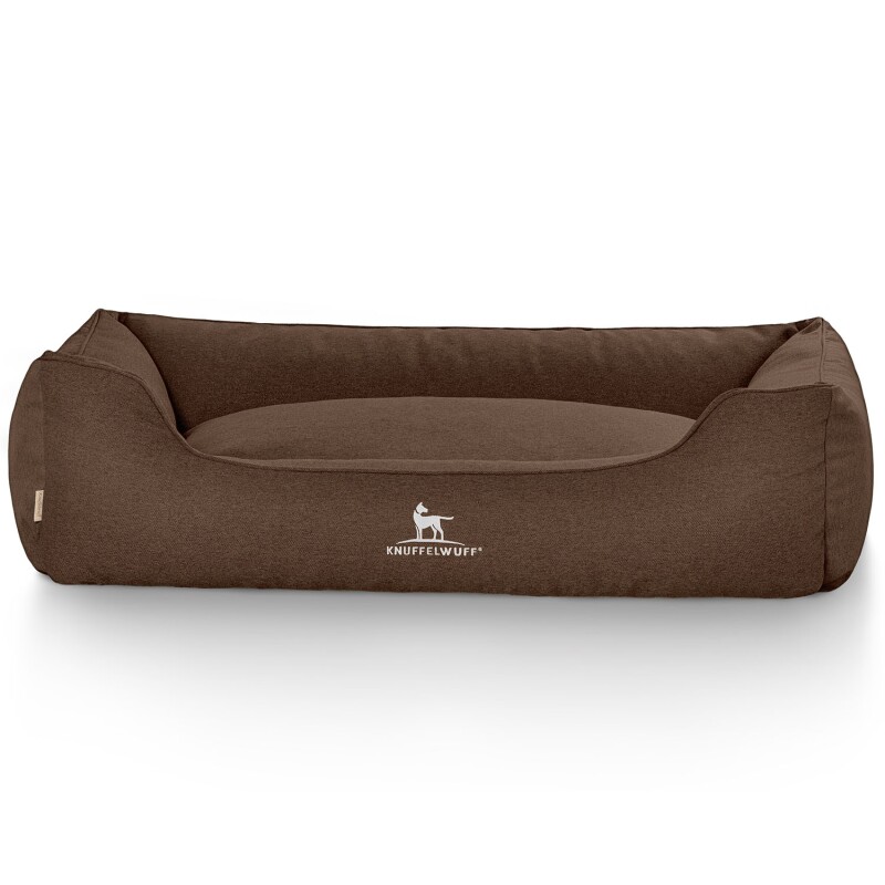 Knuffelwuff Hundebett Crispino aus Velours mit Handwebcharakter braun XXXL