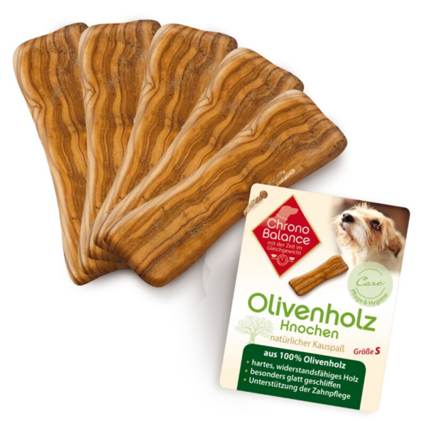 ChronoBalance Olivenholz Kauknochen für Hunde 5er Set 350 g