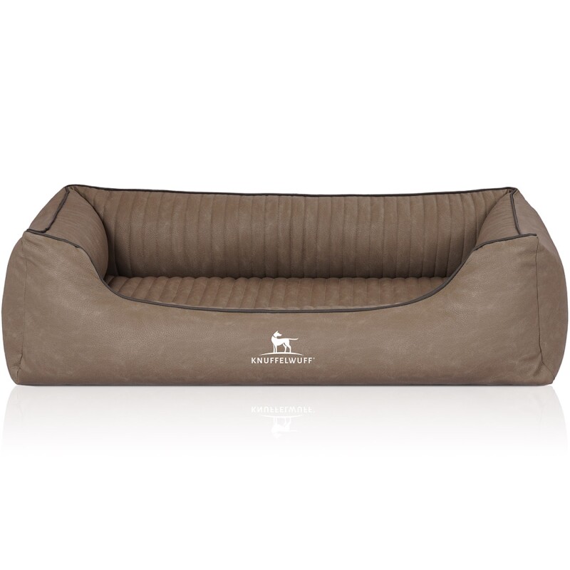 Knuffelwuff Orthopädisches Hundebett Columbia aus laser-gestepptem Kunstleder stone clay XL