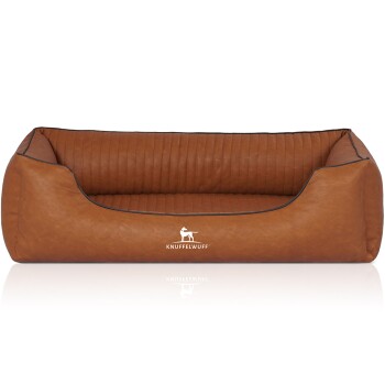 Knuffelwuff Orthopädisches Hundebett Chesapeake aus Laser gestepptem marmoriertem Kunstleder terracotta XL