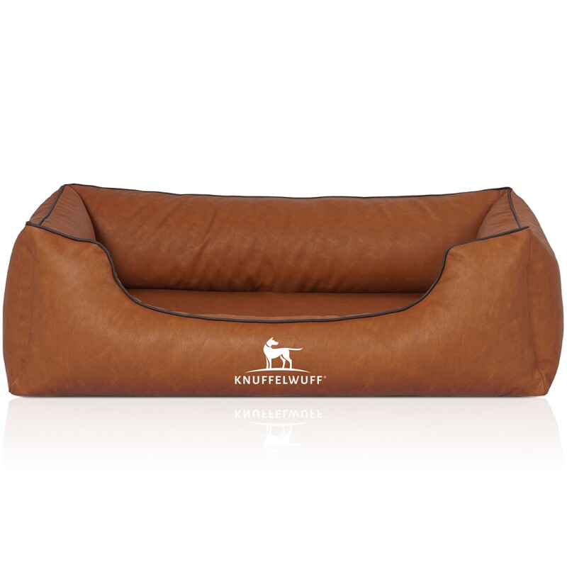 Knuffelwuff Hundebett Henderson aus marmoriertem Kunstleder terracotta M-L