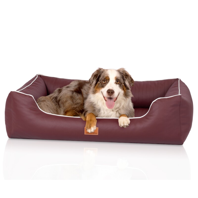 Knuffelwuff orthopädisches Hundebett aus Kunstleder Lovelock bordeaux XL