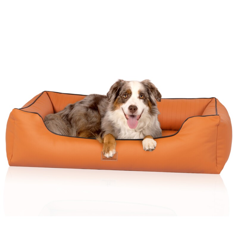 Knuffelwuff orthopädisches Hundebett aus Kunstleder Lovelock terracotta XXL