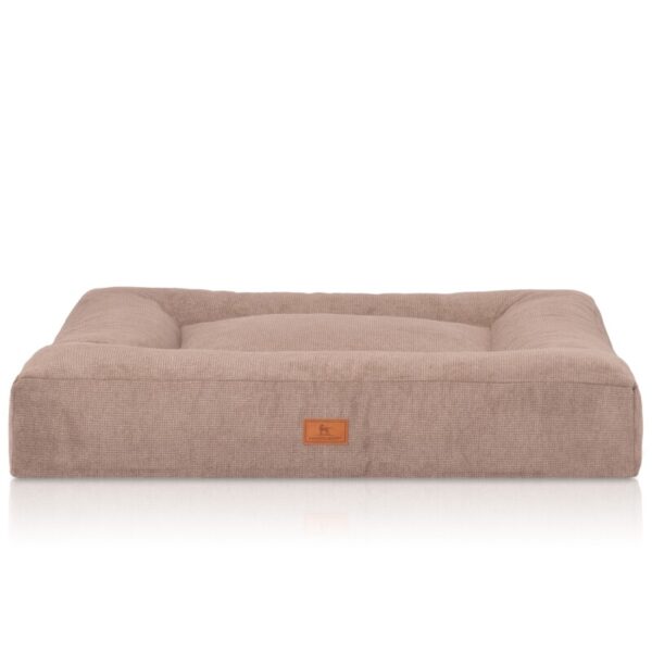 Knuffelwuff orthopädisches Hundebett aus Velours mit Handwebcharakter Sofia beige M-L